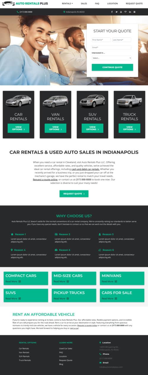 Auto Rental Website Development
